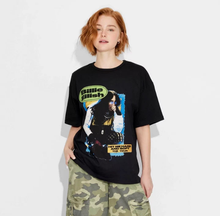 Women's Billie Eilish Tour Oversized Short Sleeve Graphic T-Shirt