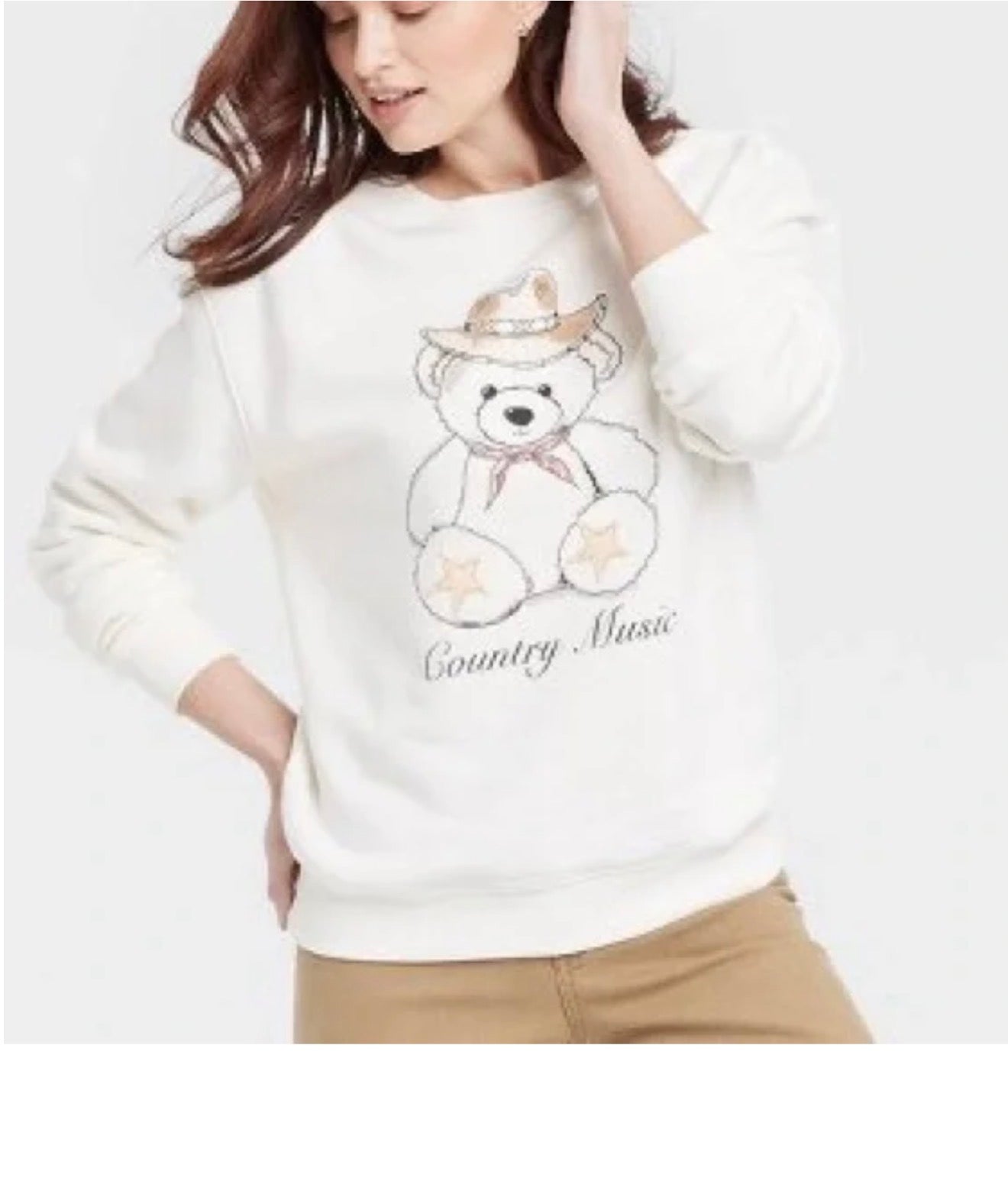 Women's Country Music Teddy Bear Graphic Sweatshirt