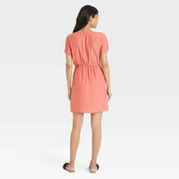 Women's Tie-Front Flutter Short Sleeve Mini a-Line Dress